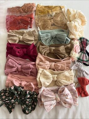 Kids Bow Headbands - Assorted Pastel & Neutral Colors